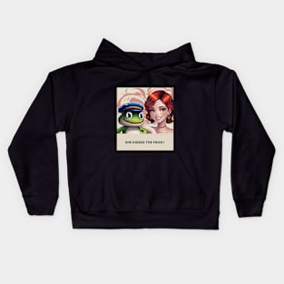 she kissed a frog Kids Hoodie